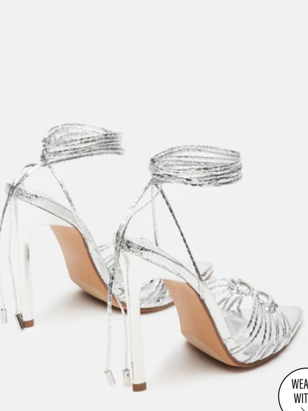 Steve Madden Zaya Metallic Silver Strappy Pointed Stiletto Heels - Picture 3 of 7
